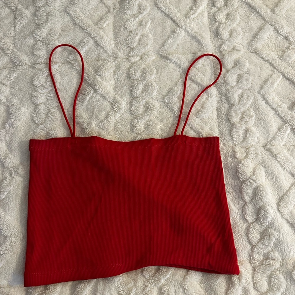 Zara Red Spaghetti Strap Crop Top